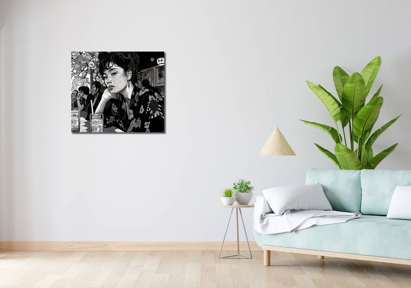 Obraz 70x60cm Czarne Kimono zdjęcie 2