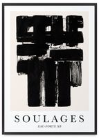 Plakat abstrakcja czarnobiała soulages 50x70 cm w czarnej ramie