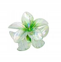 Piękna spinka klamra plastikowa kwiatek hawajski opalizujący zielony 8cm