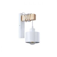 KINKIET LED E27 ELZA 35W STAL DREWNO BIAŁY NOWOCZESNY DESIGN