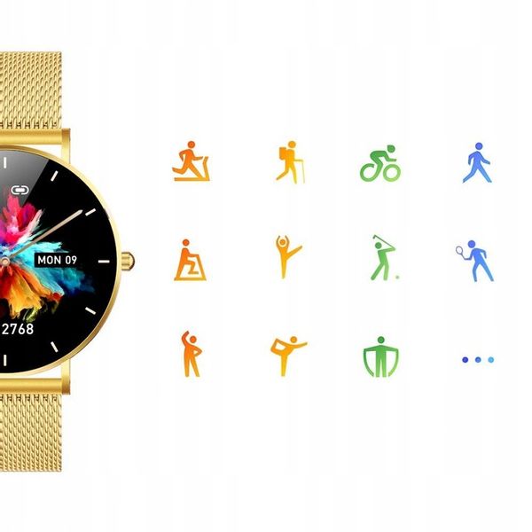 Smartwatch Zegarek Damski Złoty Manta Alexa LUX GOLD 2 Paski menu PL zdjęcie 10