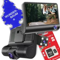 WIDEOREJESTRATOR PRZÓD TYŁ KAMERA SAMOCHODOWA COFANIA 3 KAMERY Polskie menu