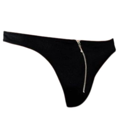 Czarne stringi z suwaczkiem XL zdjęcie 2