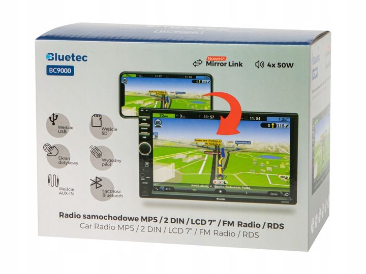 RADIO SAMOCHODOWE BLUETOOTH 2 DIN 7 CALI RDS USB AUX MICRO SD 4x50W zdjęcie 4