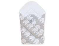 Rożek dla niemowląt bawełniany z wkładką usztywniającą - Słonie szare