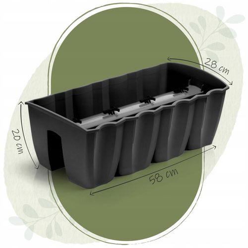 3x Skrzynka na balustradę DCRO600, Doniczka balkonowa +keramzyt 5l Antracyt na Arena.pl