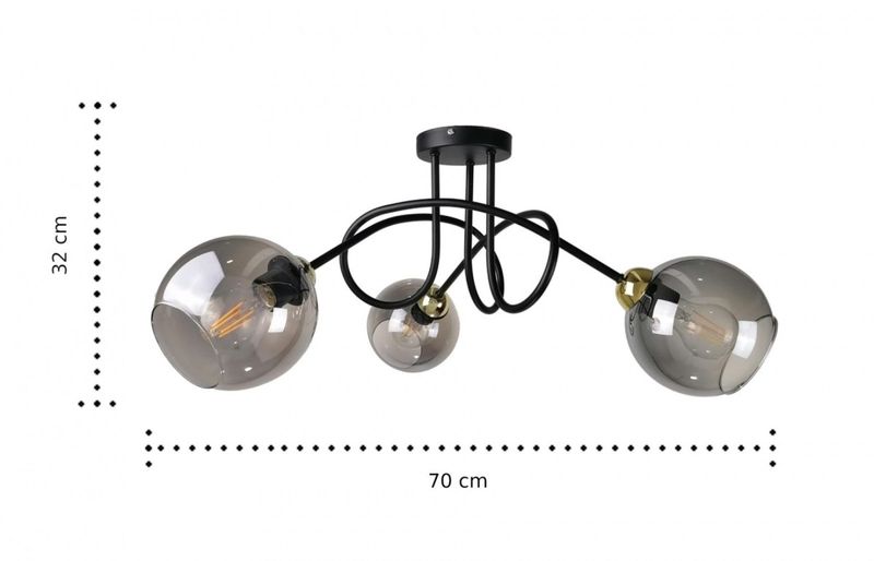 Lampa sufitowa 3xE27 RING BLACK/GOLD zdjęcie 3