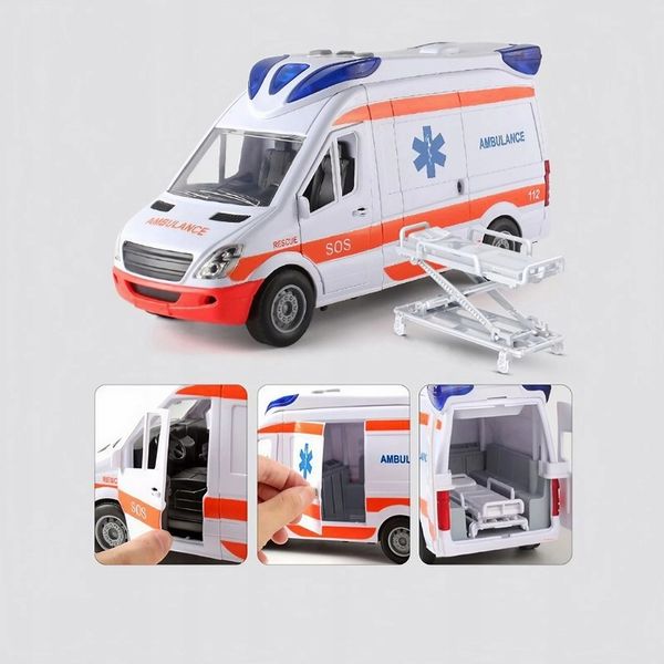 AMBULANS KARETKA POGOTOWIA AUTO Z DŹWIĘK POGOTOWIE OTWIERANE DRZWI ŚWIATŁO zdjęcie 4