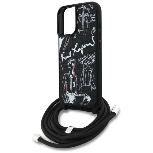 etui karl lagerfeld crossbody grained pattern & logo do iphone 16 - czarne na Arena.pl