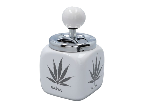 Biała Popielniczka W Stylu Rasta Z Nadrukiem Liścia Marihuany na Arena.pl