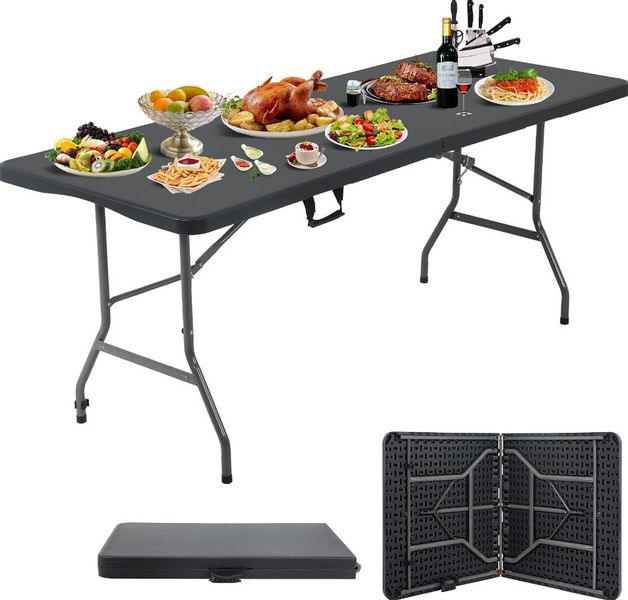 Zestaw składanych mebli Cateringowych ogrodowych czarny Stół + 6 krzeseł zdjęcie 4