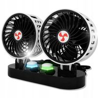 WIATRAK SAMOCHODOWY WENTYLATOR 360° PODWÓJNY REGULACJA CICHY KOKPIT 12V 24V