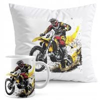 ZESTAW KUBEK + PODUSZKA DRUK - MOTOR MOTOCYKL MOTOCROSS