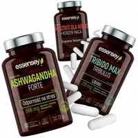 ZESTAW KONCENTRACJA TESTOSTERON ENERGIA Ashwagandha Tribulus Witaminy Maca