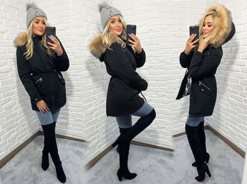 ZIMOWA PANTERA CIEPŁA PARKA KURTKA NA MISIU L na Arena.pl