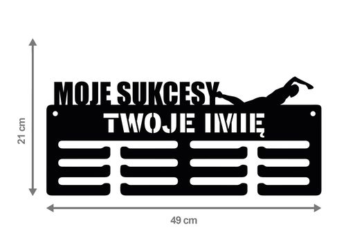 Wieszak na medale MOJE SUKCESY PŁYWANIE twoje imię dowolny tekst 372.3 na Arena.pl