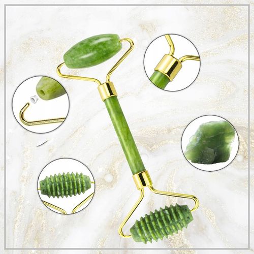 3w1 Masażer do twarzy KAMIEŃ GUA SHA z jadeitu zestaw roller wałek masażu na Arena.pl