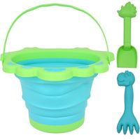 WIADERKO DO PIASKU SKŁADANE DINOZAUR Z ŁOPATKĄ I GRABKAMI ZIELONE