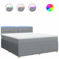 Łóżko kontynentalne z materacem, jasnoszare, tkanina, 180x200cm