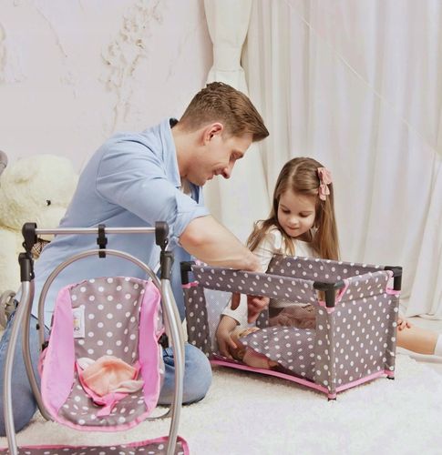 Łóżeczko dla lalek turystyczne kojec + TORBA POŚĆIEL ZESTAW 52 cm Doris na Arena.pl