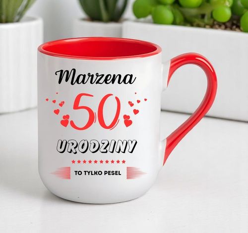 KUBEK PREZENT NA 50 URODZINY KOBIETY KOLEŻANKI MAMY Z DOWOLNYM IMIENIEM na Arena.pl
