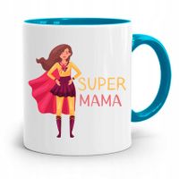 Kubek Błękitny Dla Mamy Dzień Mamy Super Mama Z Nadrukiem Ze Zdjęciem