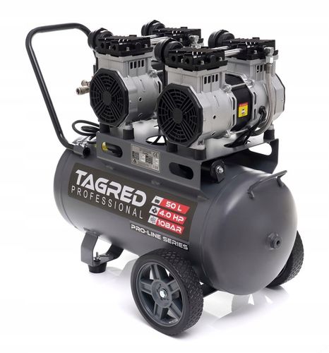 PROFESJONALNY KOMPRESOR BEZOLEJOWY 10 BAR 50L 4 TŁOKI CICHY MOCNY na Arena.pl