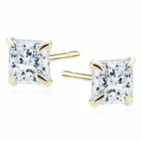 DELIKATNE POZŁACANE SREBRNE KOLCZYKI WKRĘTKI KWADRAT 4MM BIAŁE CYRKONIE