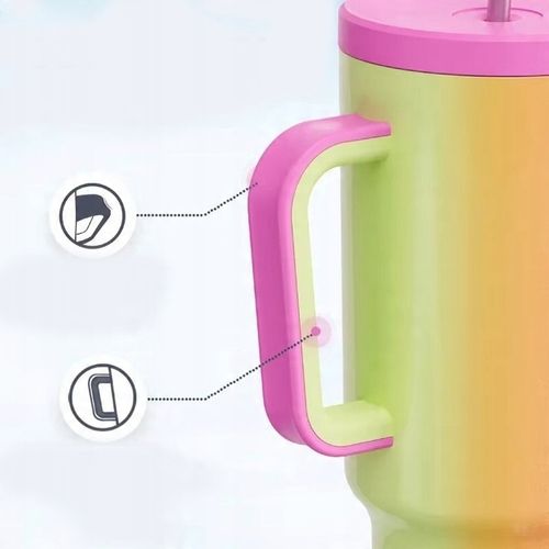 Kubek Termiczny TERMOS Dla Kobiet Na Kawę Herbatę Ze Słomką Duży 1,1L 07F na Arena.pl