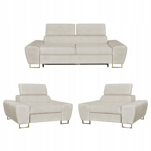 Zestaw mebli wypoczynkowych salonu Bosso Sofa 2os fotele beż Family Meble na Arena.pl