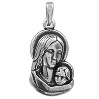 SREBRNY MEDALIK MATKA BOSKA Z DZIECIĄTKIEM SREBRO PRÓBY 925