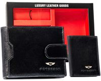 zestaw prezentowy: skórzany portfel męski, etui i brelok - peterson