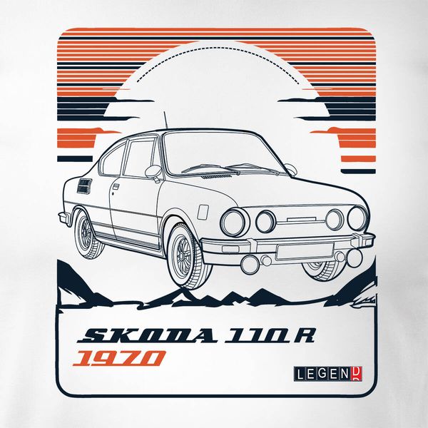 Koszulka z samochodem Skoda 110 R PRL legend męska biała REGULAR M zdjęcie 2