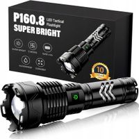 Latarka Taktyczna LED 500000lm XHP160.8 USB IPX7 Glarylight czarna mocna