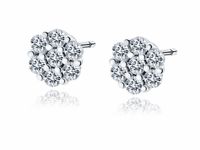 RODOWANE KOLCZYKI KWIATY FLOWER BIAŁE CYRKONIE