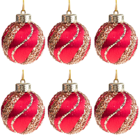 Bombka Styropianowa 6Szt Bordowa Czerwona Brokatowa