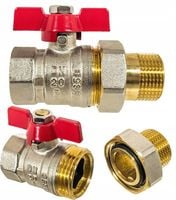 ZAWÓR KULOWY KUREK 3/4" DN20 MOSIĘŻNY ZE ŚRUBUNKIEM I DŁAWICĄ MOTYLEK