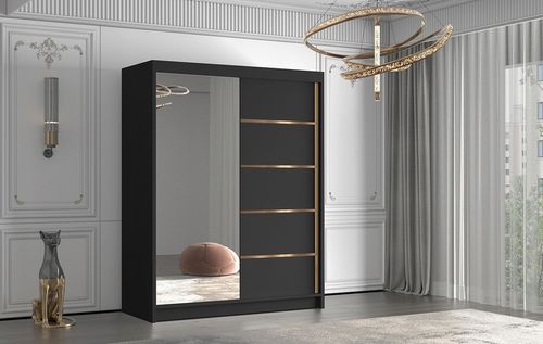 SZAFA PRZESUWNA FLAVIO III 150cm z lustrem GARDEROBA ZŁOTY uchwyt i na Arena.pl