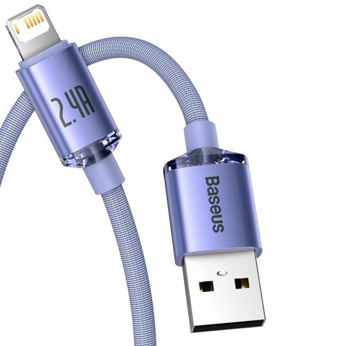 kabel usb do lightning baseus crystal shine, 2.4a, 1.2m (fioletowy) na Arena.pl