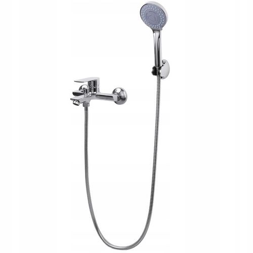 Bateria wannowa ścienna z prysznicem chrom zestaw do wanny łazienkowy na Arena.pl