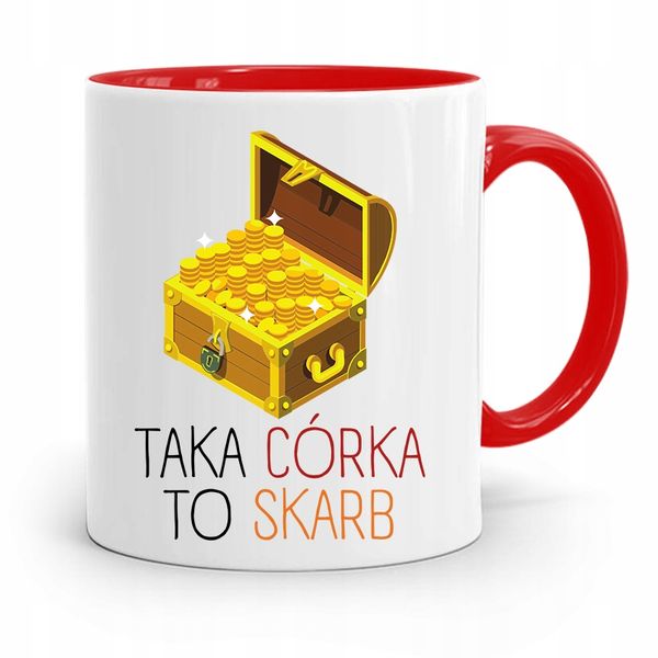 Kubek Czerwony Dla Córki Taka Córka To Skarb Z Nadrukiem Ze Zdjęciem zdjęcie 1