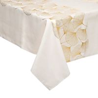 OBRUS PROSTOKĄTNY DUŻY BEŻOWY ZŁOTY WZÓR MIŁORZĄB 140 x 240 cm