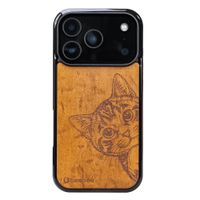 drewniane etui bewood do iphone 17 pro cat lover imbuia