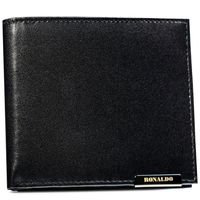 poziomy, czarny portfel męski ze skóry naturalnej bez zapięcia