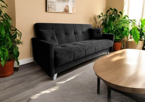 Wersalka Skandynawska Leoni Z Funkcją Spania Czarna na Arena.pl