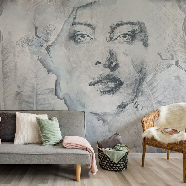 Fototapeta Do Salonu Twarz KOBIETA Beton Abstrakcja Mur 300cm x 210cm zdjęcie 9