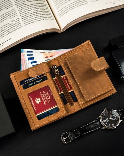 PETERSON modny portfel męski skórzany nubuk RFID na prezent na Arena.pl