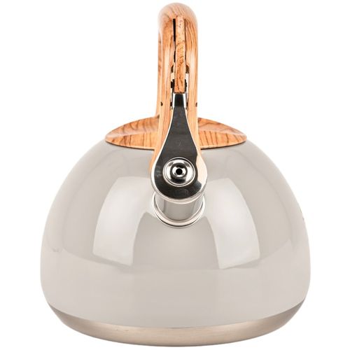 CZAJNIK STALOWY GAZ 3l SZARO KREMOWY z GWIZDKIEM DREWNIANA RĄCZKA na Arena.pl