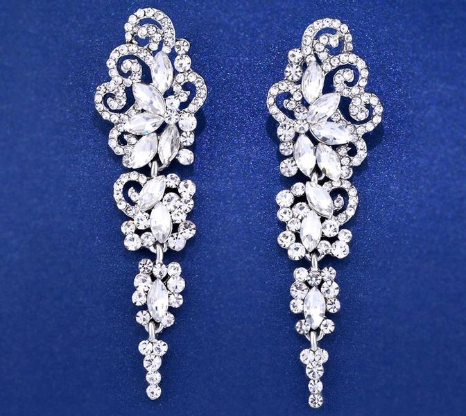 Kolczyki Srebrne Długie Kryształowe Boho Elegancki B45_Srebrny zdjęcie 7