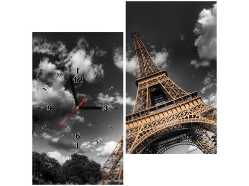 60X60 KWADRAT ZEGAR ŚCIENNY WIEŻA EIFFLA OD SPODU OBRAZ na Arena.pl